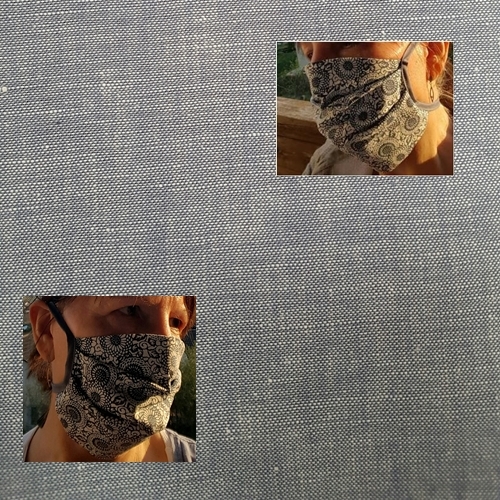 Gesichtsmaske aus 55% Hanf-45 Organic Cotton, Gr. L, Chambrey in hellblau