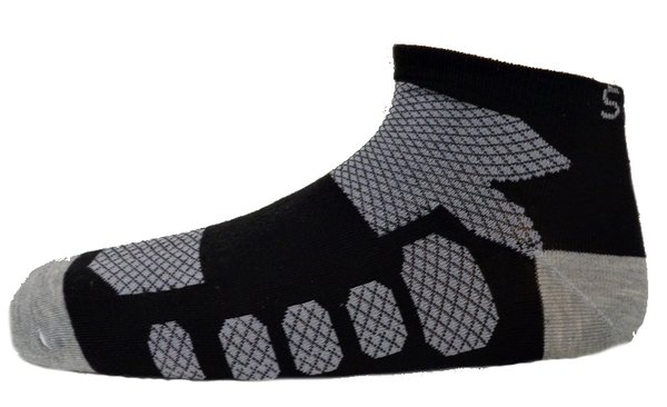 Sneaker Socken Herren, Bambus, schwarz-hellgrau, Gr. 40/43, 44/47, ausdrucksvolle Muster