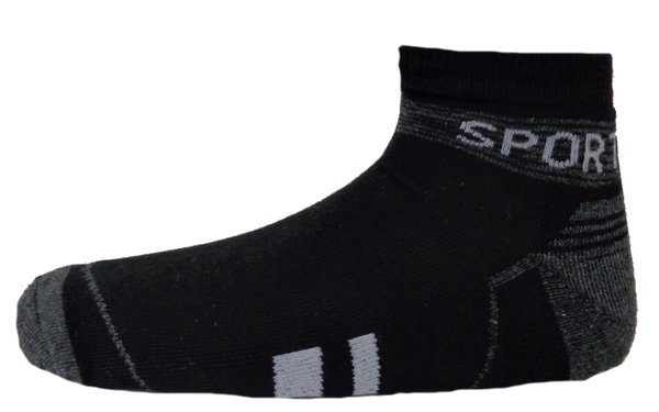 Sneaker Socken Herren, Viskose (Bambus), Frotteesohle, Gr.40/44, 43/47, schwarz-grau