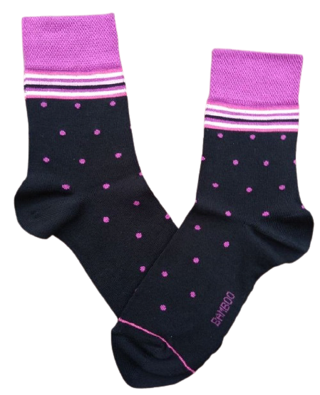 Damen Socken, Viskose (Bambus),  navy-magenda, mini Dots,  Gr.37/38, 39/41