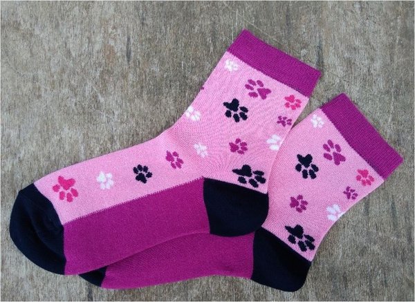 Viskose (Bambus) Socken Kinder, Tatze, Farbe rosa-magenda, Gr,24/27, 33/36, EU Produkt