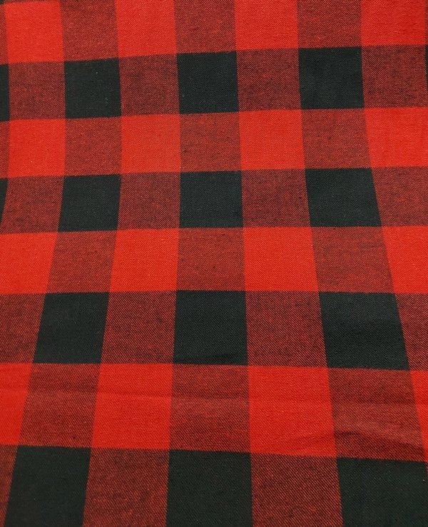 Hanf mit Baumwolle, Twill, Holzfällerkaro, schwarz-rot, 145 cm
