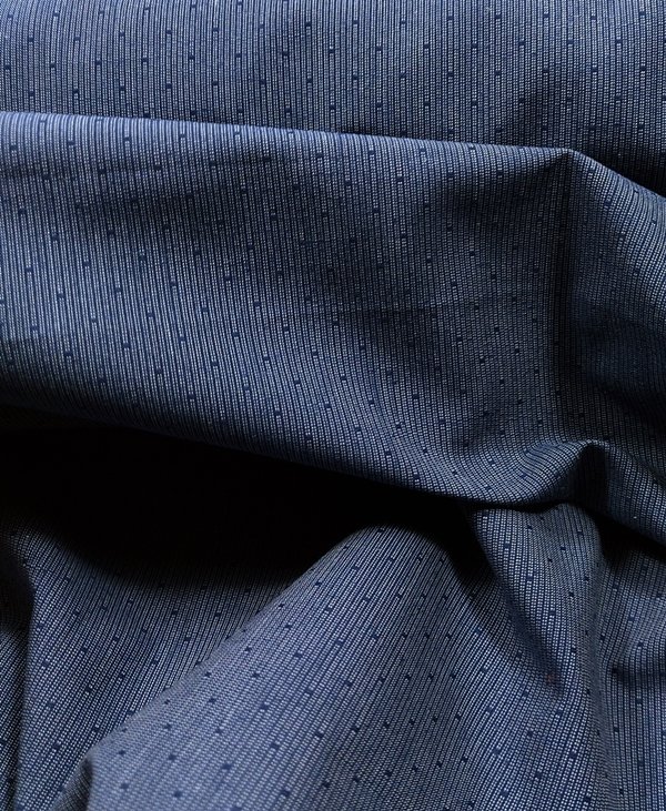 Hanf mit Baumwolle, Hemdenware, Jacguard-Dots, marineblau 145 cm
