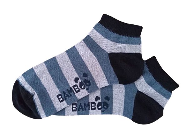 Bambus Sneaker Socken Kinder, Kubik-Ringel-jeansblau, Gr.24/27, EU Produkt