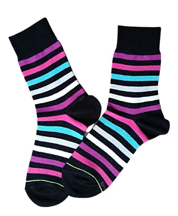 Damen Socken, Viskose (Bambus) Ringel-schwarz-bunt, Gr.37/38, EU Produkt