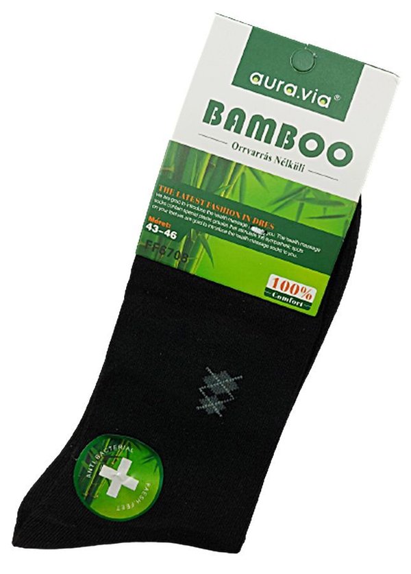 Bambus Herren Business Socke, schwarz, Logo Raute, Gr.39/42, 43/46