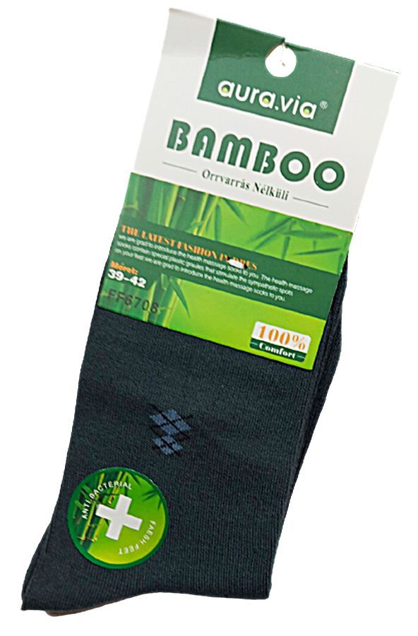 Bambus Herren Business Socke, schwarz, Logo Raute, Gr.39/42, 43/46