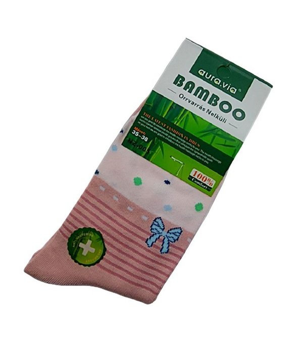 Damen Socken aus Bambus, altrosa, Stripes-Dots, Gr.35/38, 38/41