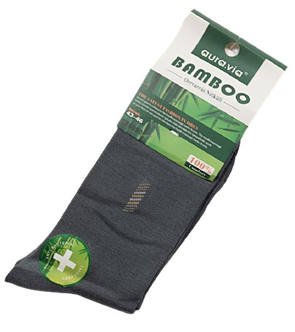 Bambus Herren Business Socke, grau, Logo Rechteck, Gr.39/42, 43/46