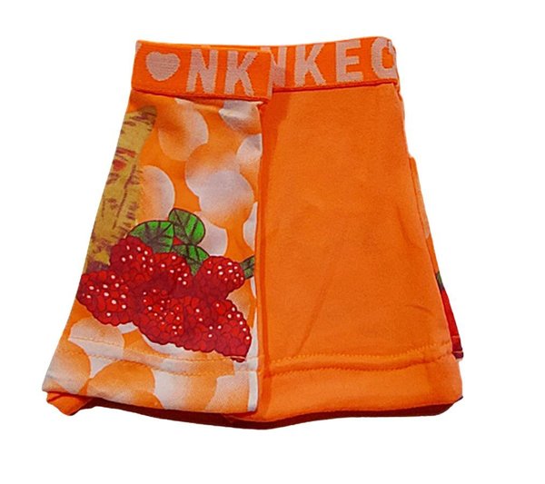 Shorts für Mädchen, Bambus Viskose Jersey, lustiges Kätzchen in neon-orange, Gr. 3-4