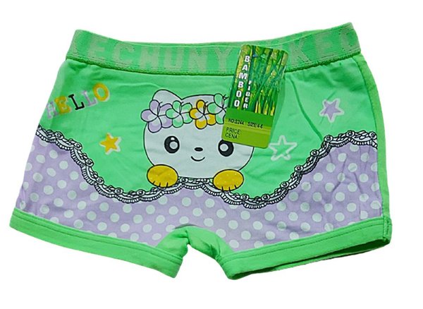 Shorts für Mädchen, Bambus Viskose Jersey, Hello Kätzchen in neon grün, Gr. 4-6