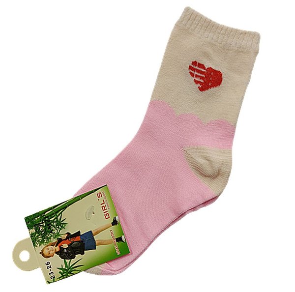 Bambus Kinder Socken mit Baumwolle, Gr.23/26, 27/30, vanille-pinkrosa