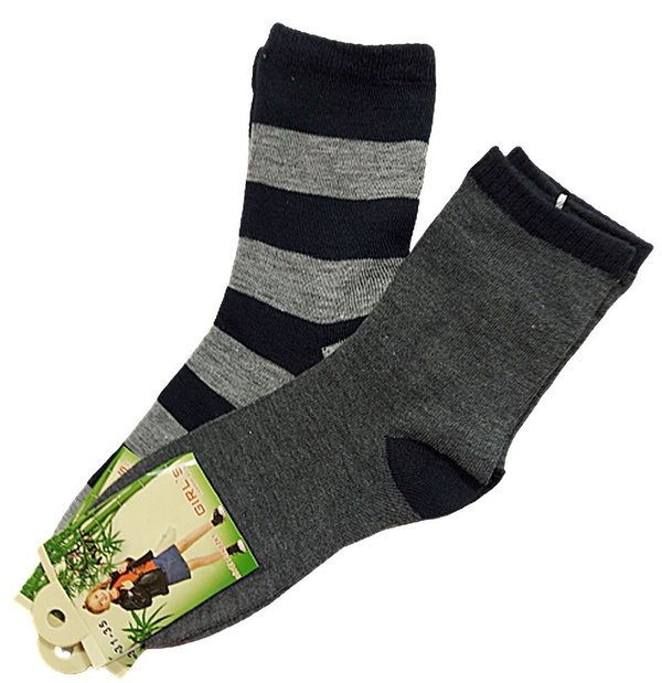 2 Paar, Bambus Kinder Socken mit Baumwolle, Gr 31/35, 35/38, grau